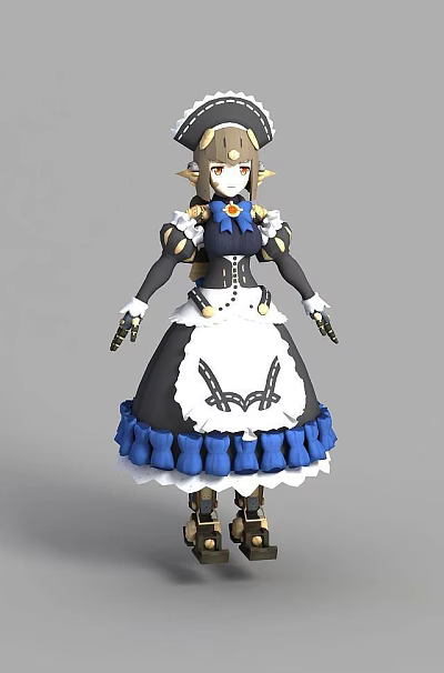 Technology Exhibition Hall Showcasing Futuristic Mechanical Maid 3D Model 3d model