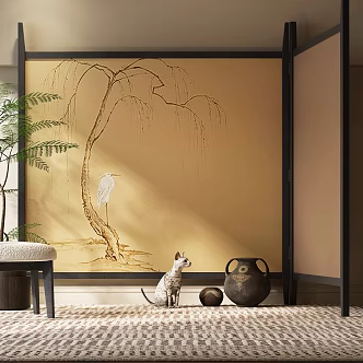 New Chinese Style Screen Song's Aesthetics Screen 3d model