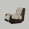 Comfortable Single Sofa with Cream Upholstery Plush Backrest and Dark Wooden Frame
