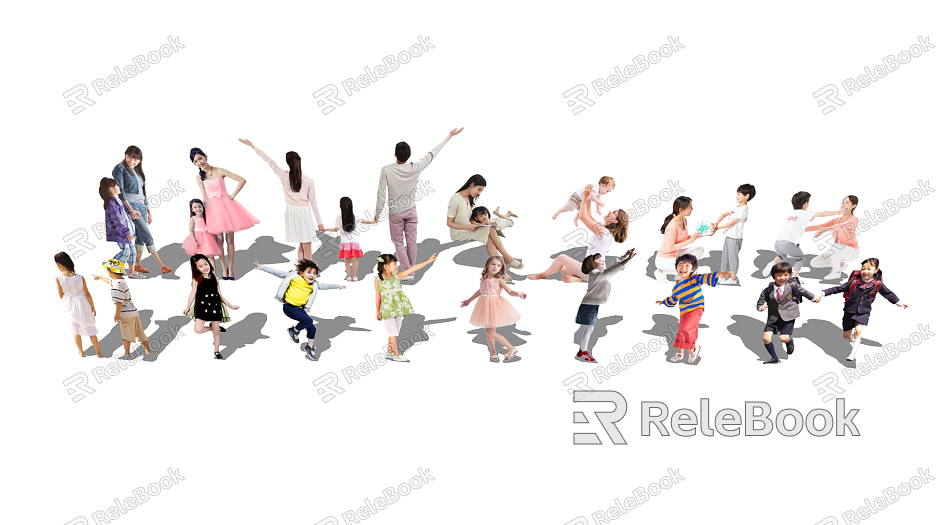 modern multiplayer family child child figure man woman child model