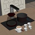 Modern Daily Electrical Appliances With Glass Kettle Heating Base Digital Display White Teapot And Teacups