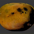 Fresh Ripe Mangoes With Spotted Yellow Skin And Sticker On Black Background With Reflections
