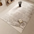 Neutral Toned Square Rug With Textured Pattern Open Book And Small Elephant Toy