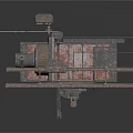 Vintage Industrial Vehicle Featuring Rusted Metal Structure Open Platform And Mechanical Parts