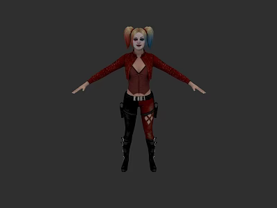 Game Movie Character With Two Tone Pigtails Red Jacket And Black Pants 3d model