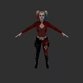 Game Movie Character With Two Tone Pigtails Red Jacket And Black Pants