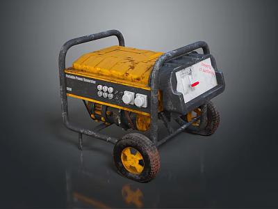 Portable Yellow And Black Generator With Control Panel Buttons Knobs And Wheels 3d model