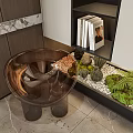 Elegant Modern Entryway Hallway Interior With Wooden Cabinets Mirror Decor And Green Plants