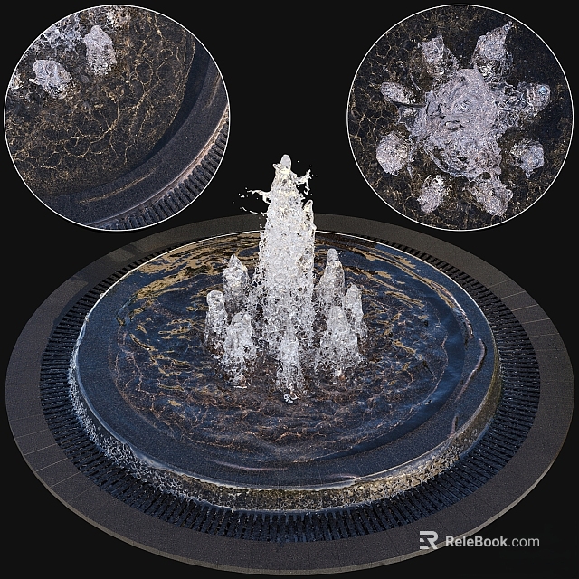 Outdoor Decorative Circular Garden Ornament Fountain With Water Jets And Flowing Water 3d model 