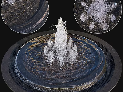 Outdoor Decorative Circular Garden Ornament Fountain With Water Jets And Flowing Water 3d model