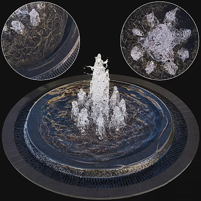 Outdoor Decorative Circular Garden Ornament Fountain With Water Jets And Flowing Water 3d model