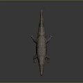 Realistic Crocodile With Open Mouth And Detailed Skin On Dark Background