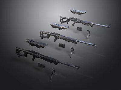Detailed Military Tactical Weapon Models With Sniper Rifles And Miniature Figures 3d model