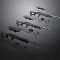 Detailed Military Tactical Weapon Models With Sniper Rifles And Miniature Figures