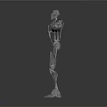 Silver Mechanical Robot Character With Red Core And Outstretched Arms Standing Pose 3d model