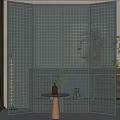 Modern Folding Screen with Metal Mesh Design for Contemporary Interior Decor 3d model