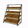 Commercial Four Tier Display Shelf With Wooden Trays Metal Frame For Product