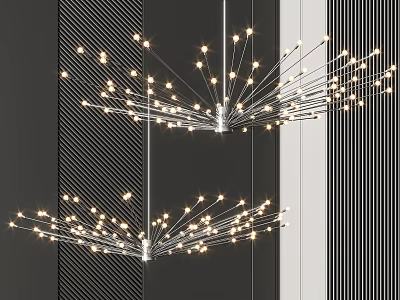 Modern Starburst Chandelier With Slender Arms And Radiant LED Lights For Contemporary Interior Decor 3d model