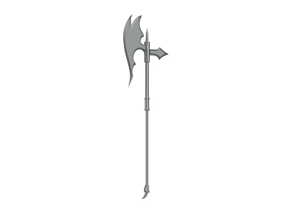 Medieval Battle Weapon Long Handled Axe Featuring Sharp Blade And Metal Shaft 3d model