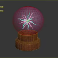 Transparent Crystal Ball Display With White Crack Pattern On Wooden Base 3d model