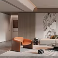 Elegant Modern Living Room Interior Design With Sofa Accent Chair And Floor Lamp