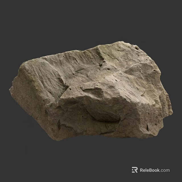 Natural Rock Formation With Rough Surface Texture And Irregular Shape Against Gray Background 3d model 