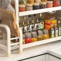 Kitchen Storage Rack With Spices Grains Jars And Knives For Organized Countertop