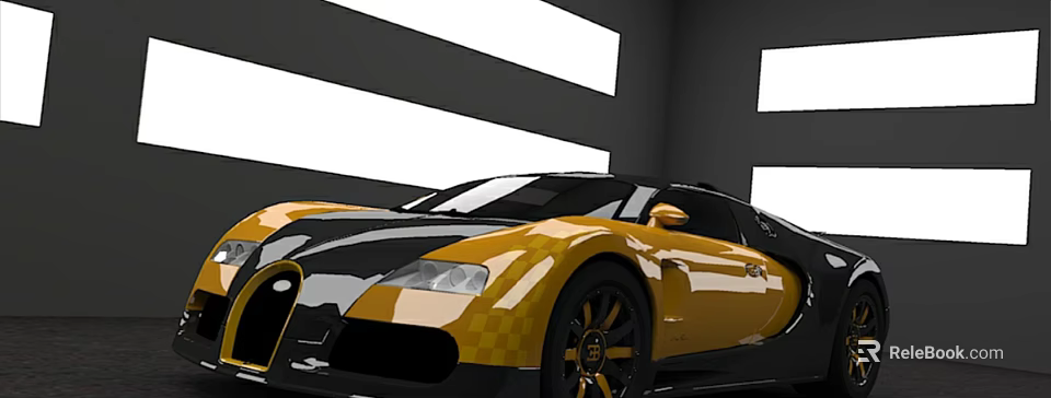 Yellow and Black Luxury Sports Car With Streamlined Body And Alloy Wheels 3d model 