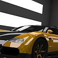 Yellow and Black Luxury Sports Car With Streamlined Body And Alloy Wheels
