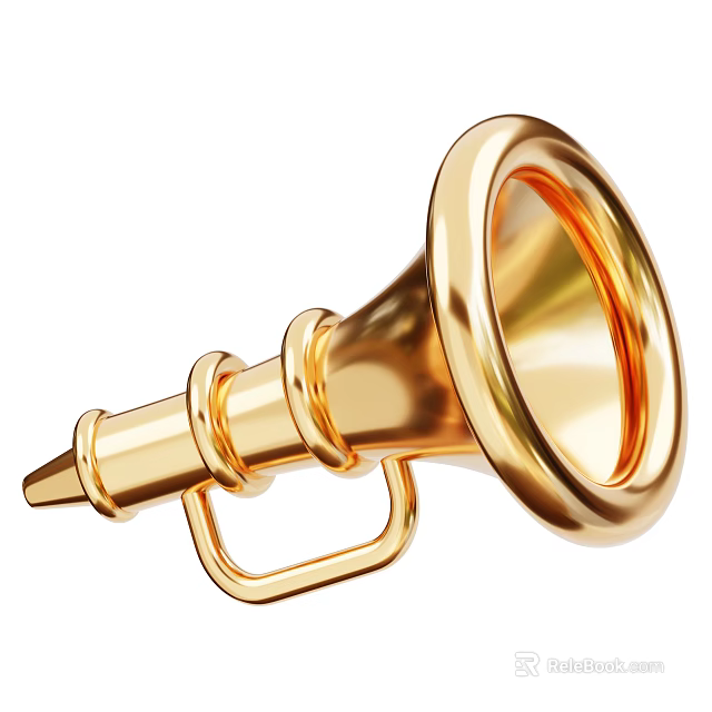 Elegant Golden Horn Musical Instrument And Creative Painting Supplies For Art Projects 3d model 