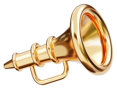 Elegant Golden Horn Musical Instrument And Creative Painting Supplies For Art Projects 3d model