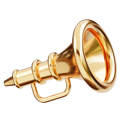 Elegant Golden Horn Musical Instrument And Creative Painting Supplies For Art Projects 3d model