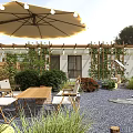 Modern Courtyard Garden Landscape Design With Natural Stepping Stone Path And Comfortable Outdoor Leisure Areas