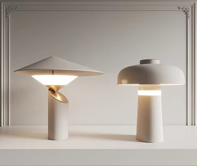 Elegant Modern Table Lamps In White With Unique Design And Soft Light For Home Decor 3d model