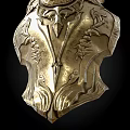 Ancient Golden Ornate Shield With Intricate Carvings And Decorative Design