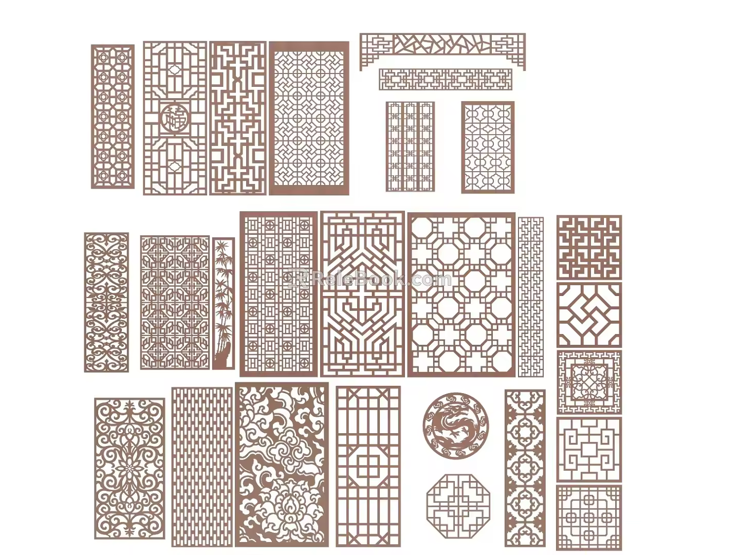 Floating Window Chinese Style Door and Window Pane Hollow Carved Chinese Style Architecture Chinese Style Construction 3d model