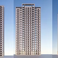 Modern High Rise Residential Buildings With Multiple Windows And Blue Sky Background
