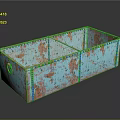 Turquoise Rusted Metal Storage Container With Divided Compartments And Rivet Details