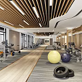 Spacious Modern Gym Interior Featuring Fitness Equipment Exercise Balls Dumbbells And Training Tires