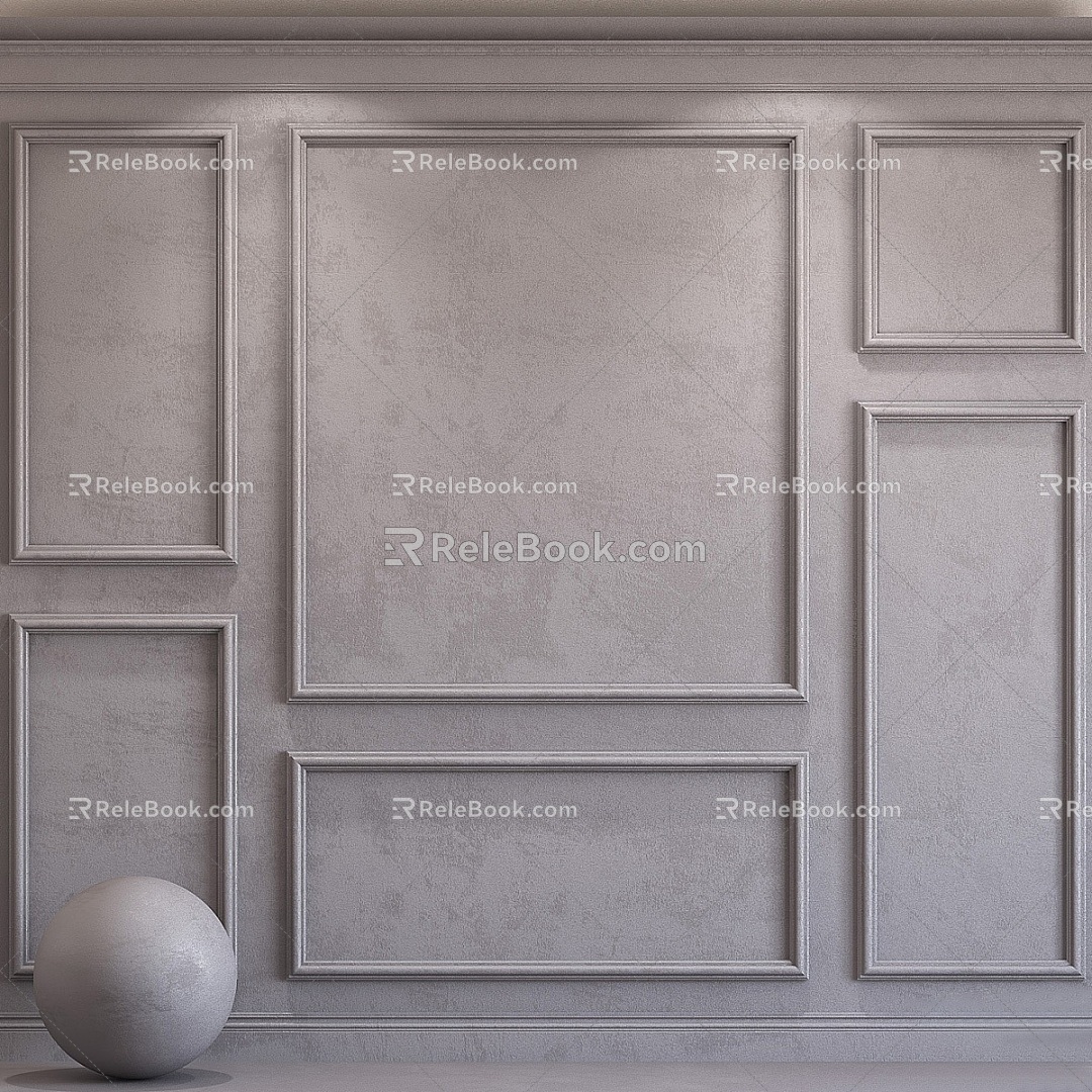 French plaster line plaster line wall panel 3d model