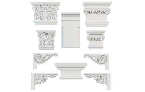 European-style stigma carved component 3d model