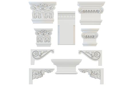 European-style stigma carved component 3d model