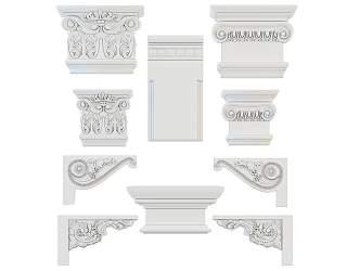 European-style stigma carved component 3d model