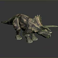Realistic Triceratops 3D Model With Detailed Golden Brown Texture And Sharp Horns