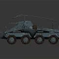 Armored Military Vehicle with Roof Rail Multiple Wheels Vintage Weathered Exterior Design