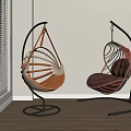 Indoor Hanging Chairs With Metal Stand Woven And Padded Design In Living Room