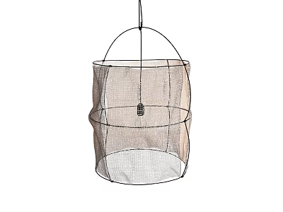 Modern Minimalist Pendant Light With Metal Wire Frame And Linen Fabric Shade 3d model
