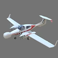 Small White And Red Twin Engine Aircraft With Propellers And Logo Design