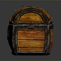 Rustic Vintage Wooden Storage Chest With Metal Straps And Lock Closure