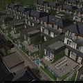 Modern Townhouses Featuring Uniform Roofs Private Courtyards Lush Greenery and Outdoor Spaces